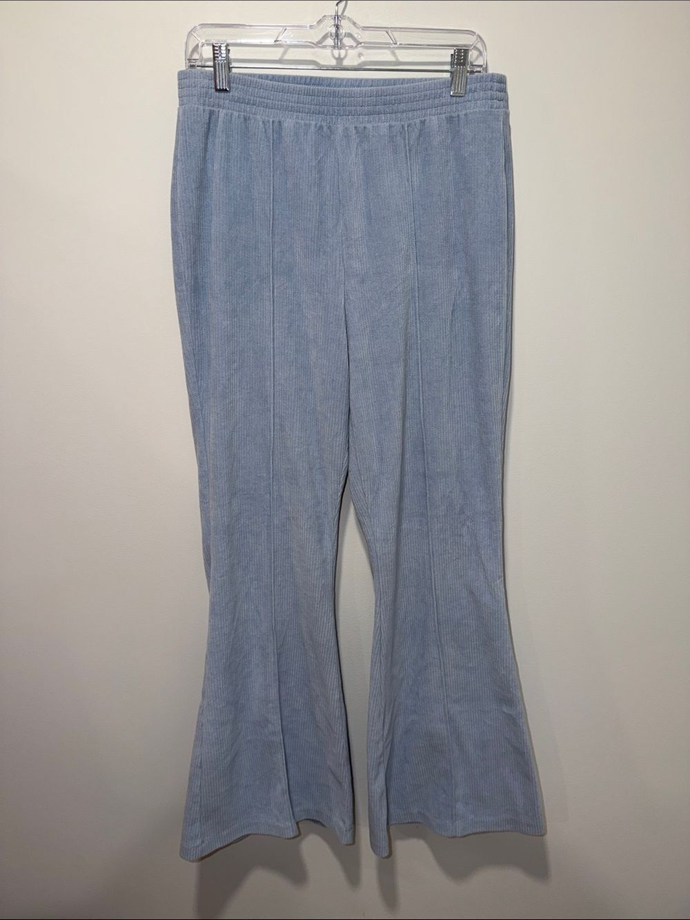 aerie L Groove-on Monaco Blue Rib Velour Flare Pant